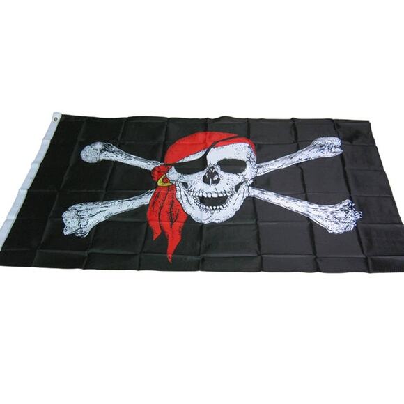 Halloween Pirate Flag Skull 2.9852' x 4.9537 feet - Picture 1 of 2